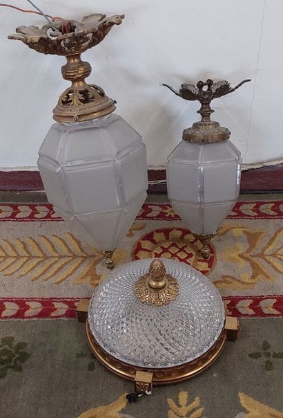 LOT including 3 bronze and glass ceiling...