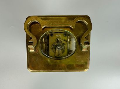 Brass OFFICER'S CLOCK with glass cages. Enameled...