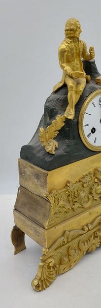 bronze CLOCK surmounted by a figure, enamelled...