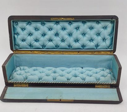 GLOVE BOX in burled and blackened wood, brass...