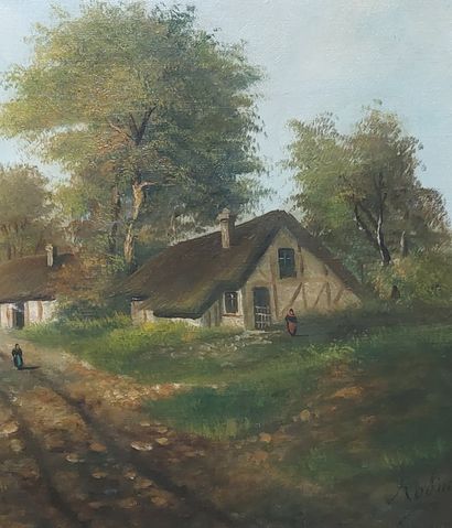 RODIN

Thatched cottages

Oil on canvas signed...