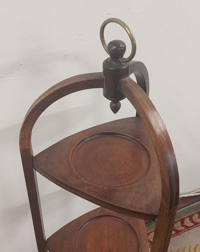 ASSIETTES HOLDER in mahogany and brass fillet...