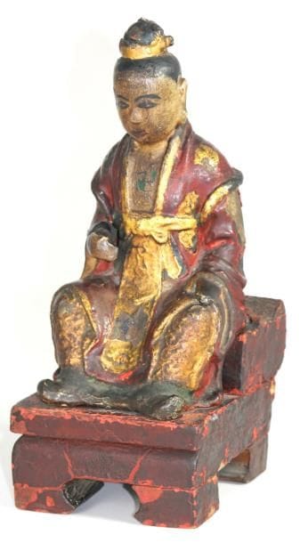 CHINE
SUJET en bronze peint polychorme représentant...