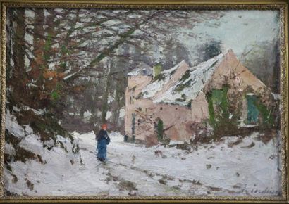 ECOLE BELGE début XXème siècle
Paysage enneigé...
