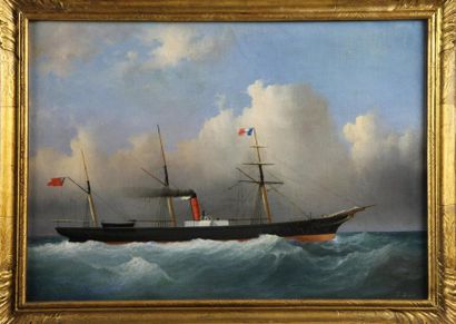 ECOLE ANGLAISE XIXeme SIECLE
Bateau à vapeur...