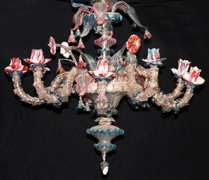 LUSTRE en verre de Venise polychrome à 9...