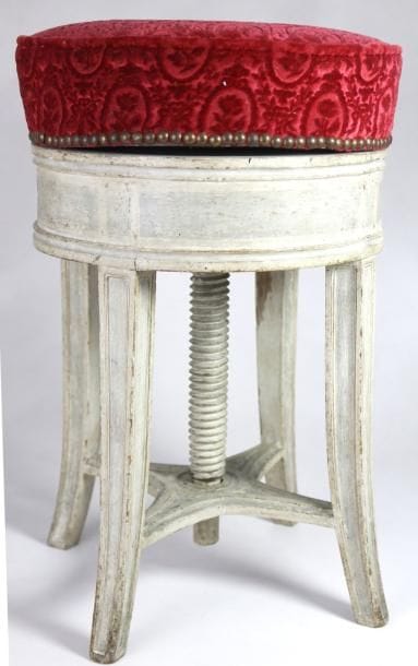TABOURET DE PIANO en bois laqué gris reposant...