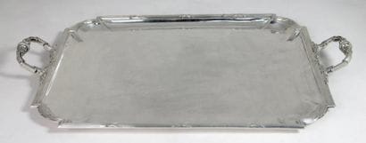 PLATEAU rectangulaire en argent, les anses...