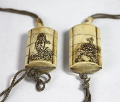 JAPON
DEUX INROS à quatre cases en ivoire...