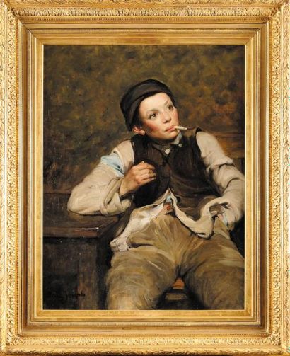 Joseph BAIL (1862-1921)
Le jeune fumeur Huile...