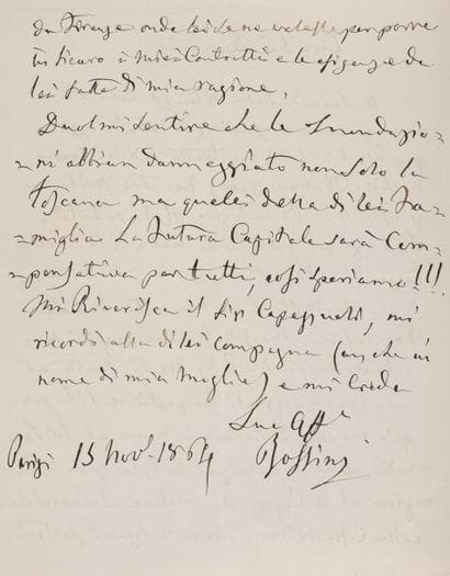 ROSSINI (Gioacchino)
Lettre autographe signée,...