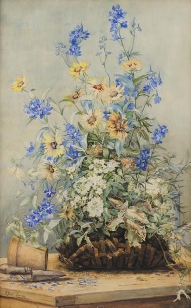 Aline LAMY
Bouquet de fleurs sur un entablement...