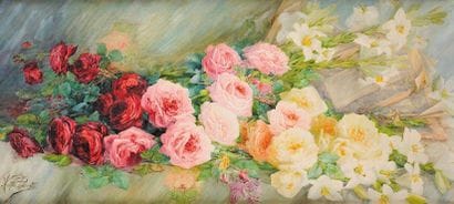 Andrée PONSARD (XIX-XX)
Jetée de roses Aquarelle...