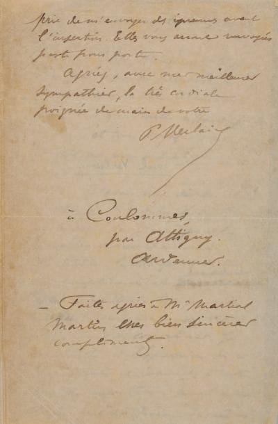 VERLAINE (Paul)
Lettre autographe signée...