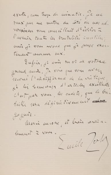 ZOLA (Emile)
Lettre autographe signée à son...