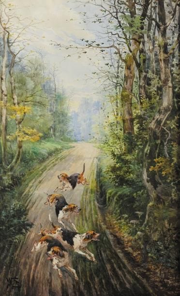Hippolyte Jean Adam GIDE (1852-1921)
Chiens...