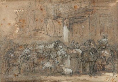 Jules HEREAU (1839-1879)
Marché aux chevaux...