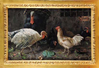 Gaetano Mormile (1839-1890)
Basse cour Huile...