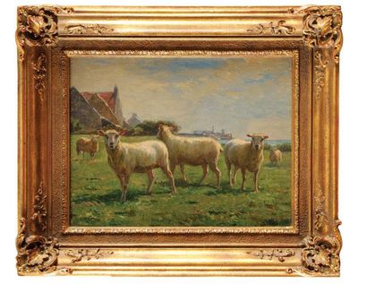 Léon BARILLOT (1844-1929)
Moutons aux pâturages...
