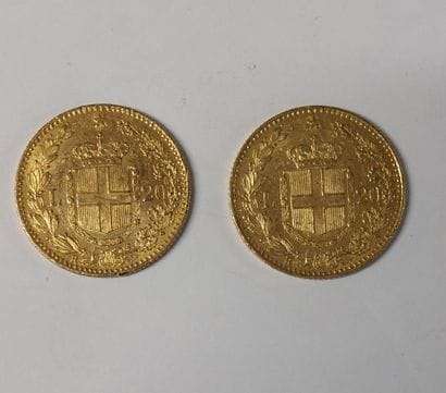 2 PIECES 20 LIRES OR

Umberto I

1880 et...