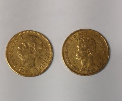 2 PIECES 20 LIRES OR

- Umberto I 1882

-...