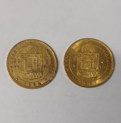 2 PIECES 20 FRANCS OR

François-Joseph Ier

1884...