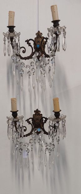 brass PAMPILLES LIGHT, nine lights 

Height:...
