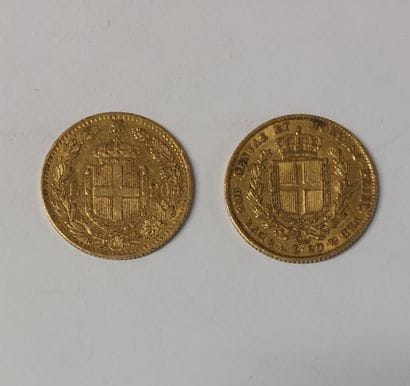 2 PIECES 20 LIRES OR

- Umberto I 1882

-...
