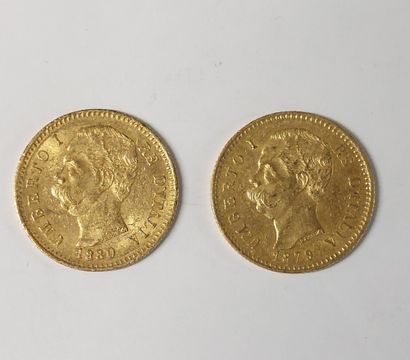 2 PIECES 20 LIRES OR

Umberto I

1880 et...
