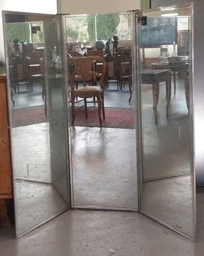 MIROIR SAINT-GOBAIN triptyque, armature en...
