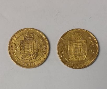 2 PIECES 20 FRANCS OR

François-Joseph Ier

1875...
