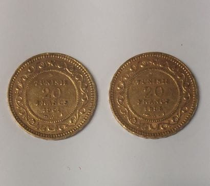 2 PIECES 20 FRANCS OR 

Tunisie

1898 et...