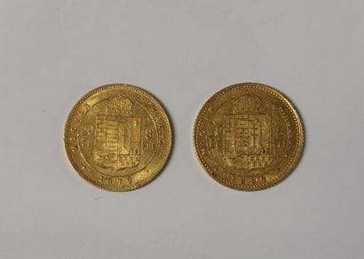 2 PIECES 20 FRANCS OR 

François-Joseph Ier

1879...