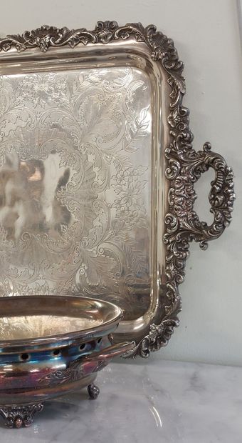 silver-plated set including a large tray,...
