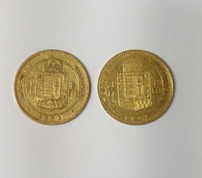 2 PIECES 20 FRANCS OR 

François-Joseph Ier

1886...
