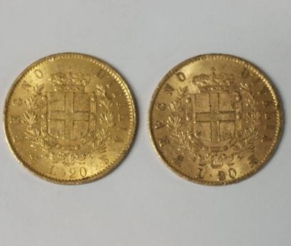 2 PIECES 20 LIRES OR 

Vittorio Emanuele...