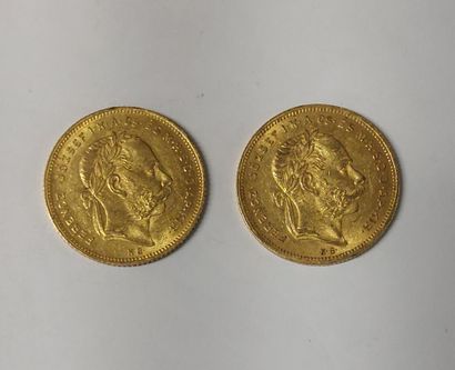 2 PIECES 20 FRANCS OR

François-Joseph Ier

1877...