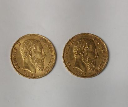 2 PIECES 20 FRANCS OR

Leopold II 

1876...
