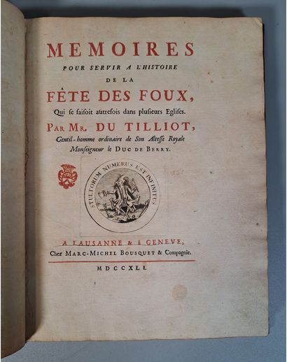 DU TILLOT (J.B. Lucotte). Mémoires pour servir...