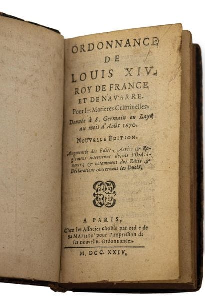 THREE BOOKS: 
-ORDINANCE DE LOUIS XIV ROY...