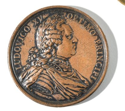 ROUND BRONZE MEDAL BY B. DUVIVIER.
Obverse:...