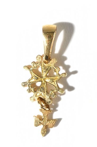 SET OF FIVE PENDANTS with Huguenot cross.
-Three...