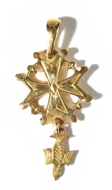 SET OF FIVE PENDANTS with Huguenot cross.
-Three...