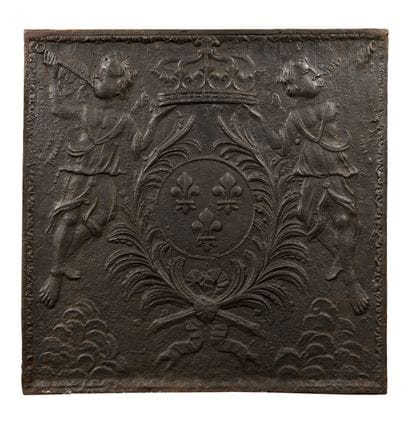 Large cast iron CHIMNEY PLATE with the coat...
