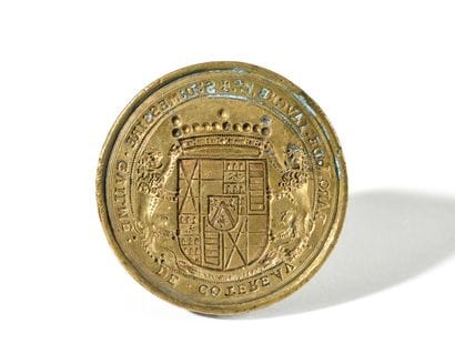 IMPORTANT round bronze seal with large coat...