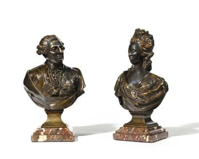 Pair of busts of LOUIS XVI and MARIE-ANTOINETTE...
