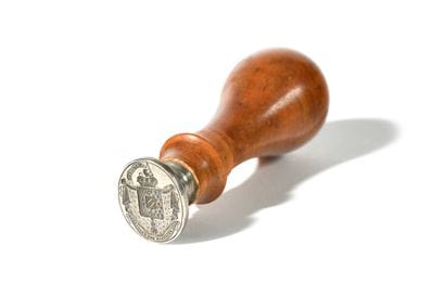OVAL SEAL in silver with the coat of arms...