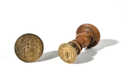 SET OF TWO CACHETS round bronze seal
-Round...