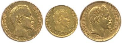 NAPOLEON III 1852 - 1870
Lot of three gold...