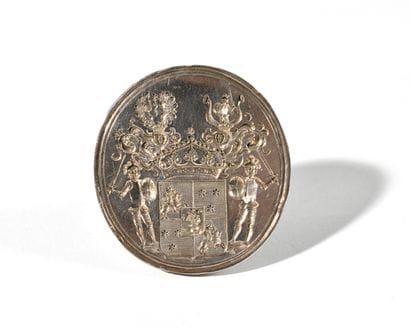 STRONG OVAL SEAL CACHET, silver, iron-mounted,...
